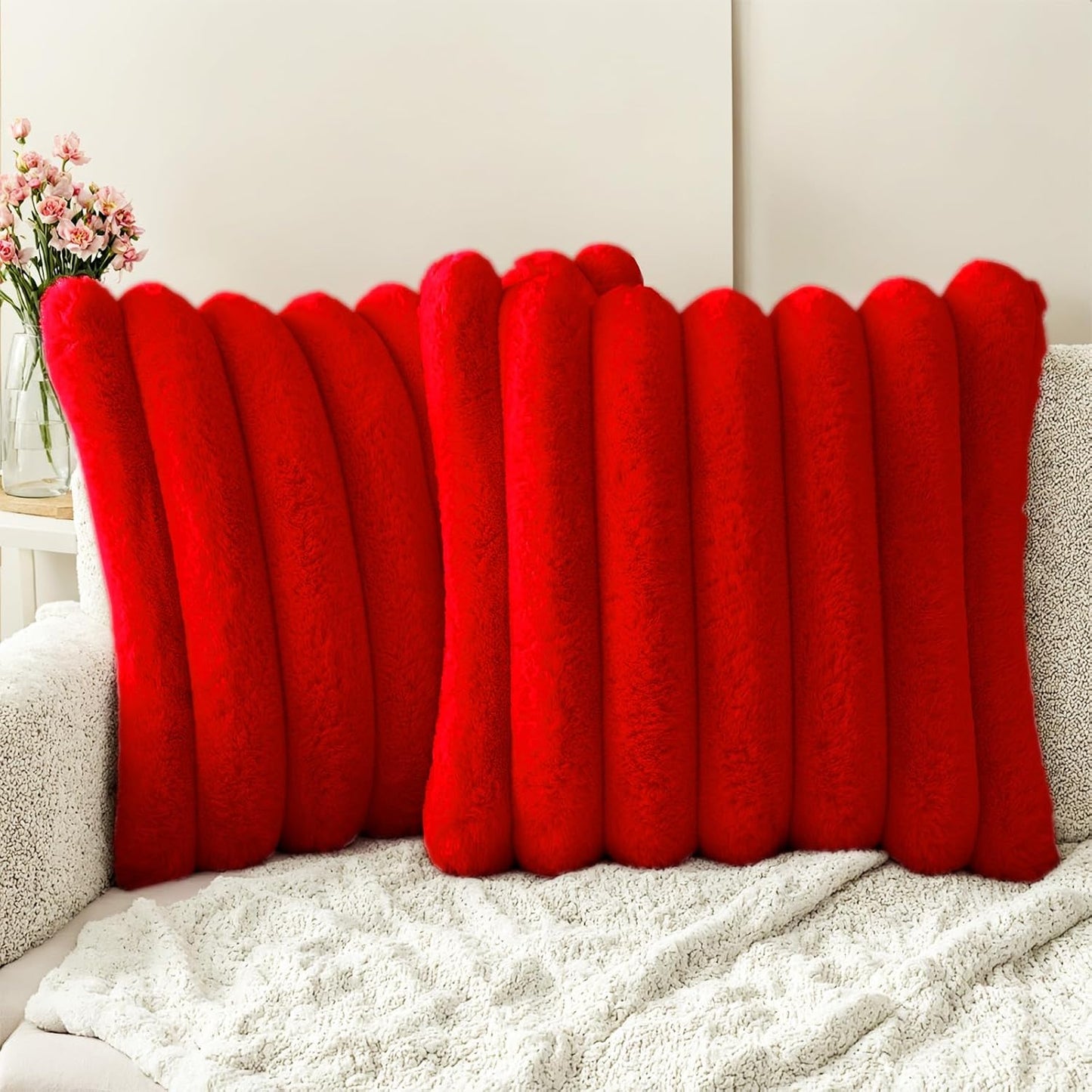 HAUSSY Faux Fur Throw Pillow Covers for Cozy Home Decor