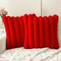 Faux Fur Throw Pillow Covers 24x24 in Set of 2 - Plush Striped Comfort