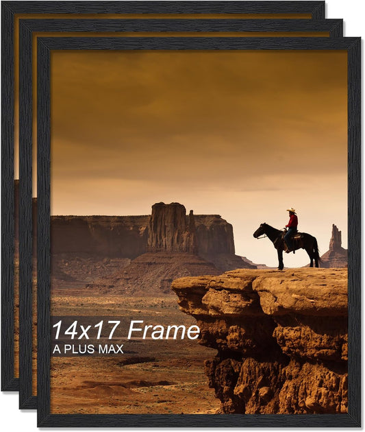 14x17 Picture Frame Set of 3 - Black Engineered Wood Frames