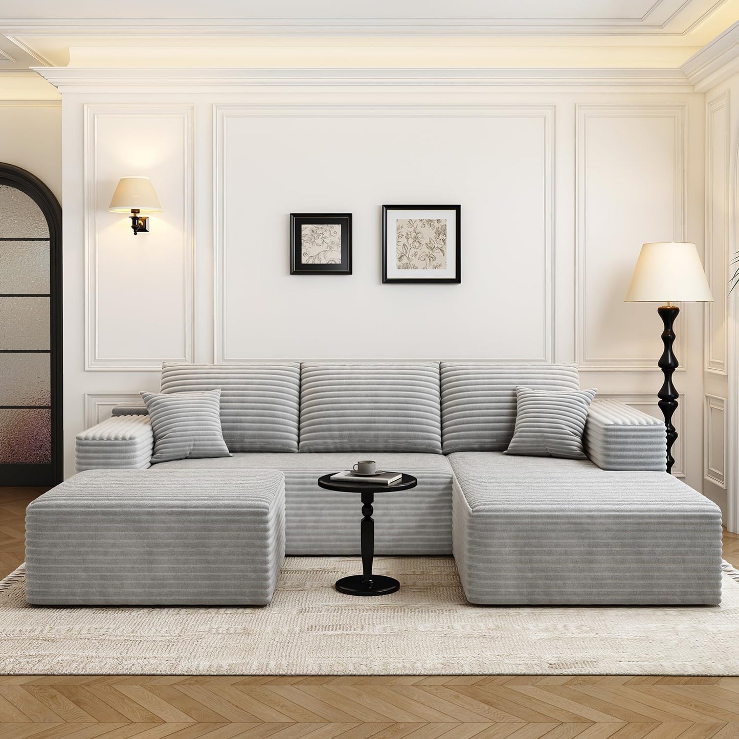 107.5in Cloud Modular Sectional Couch with Ottoman for Comfort