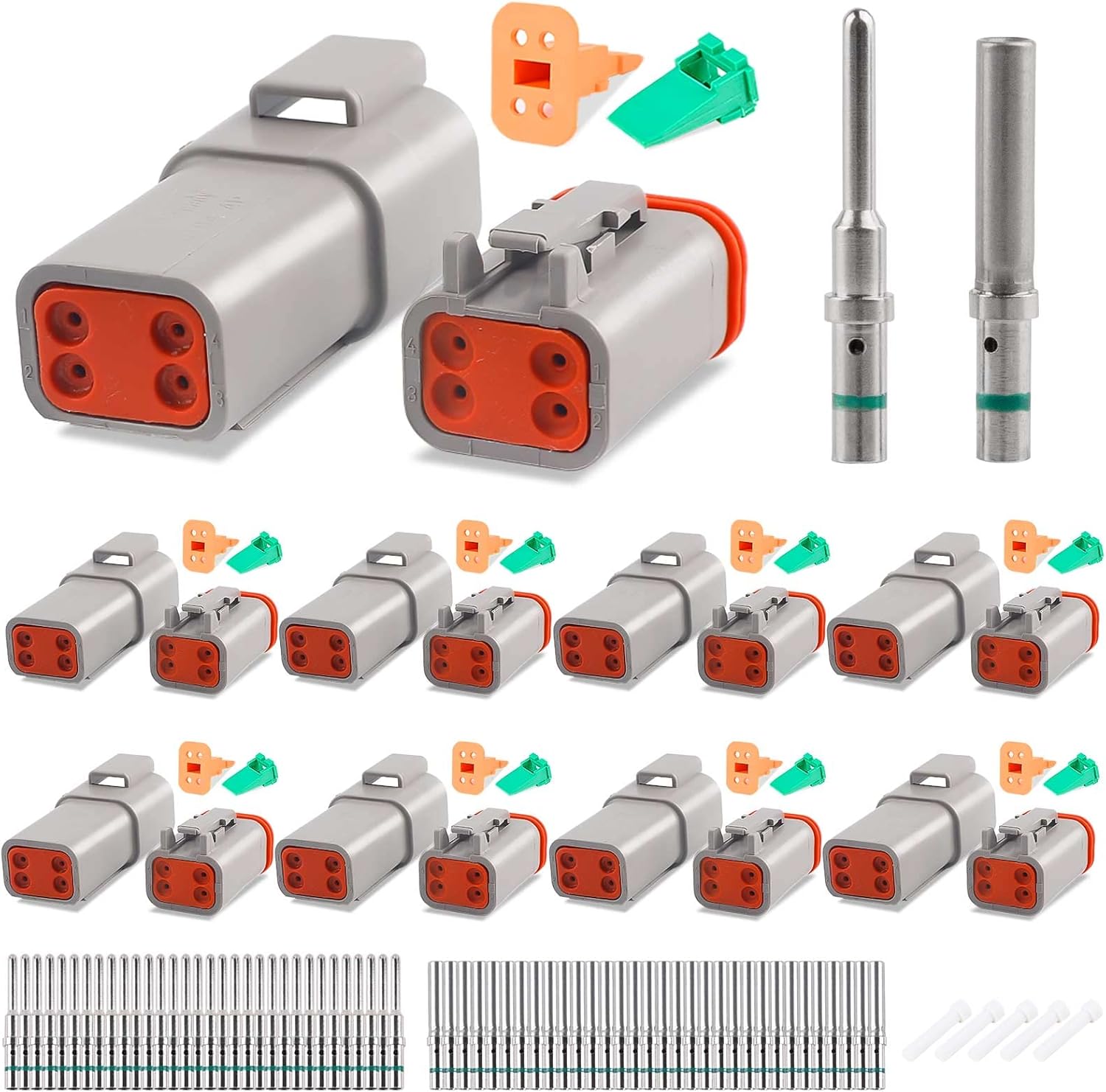 Deutsch DT 4 Pin Connector Kit - 8 Sets Gray Waterproof Connectors
