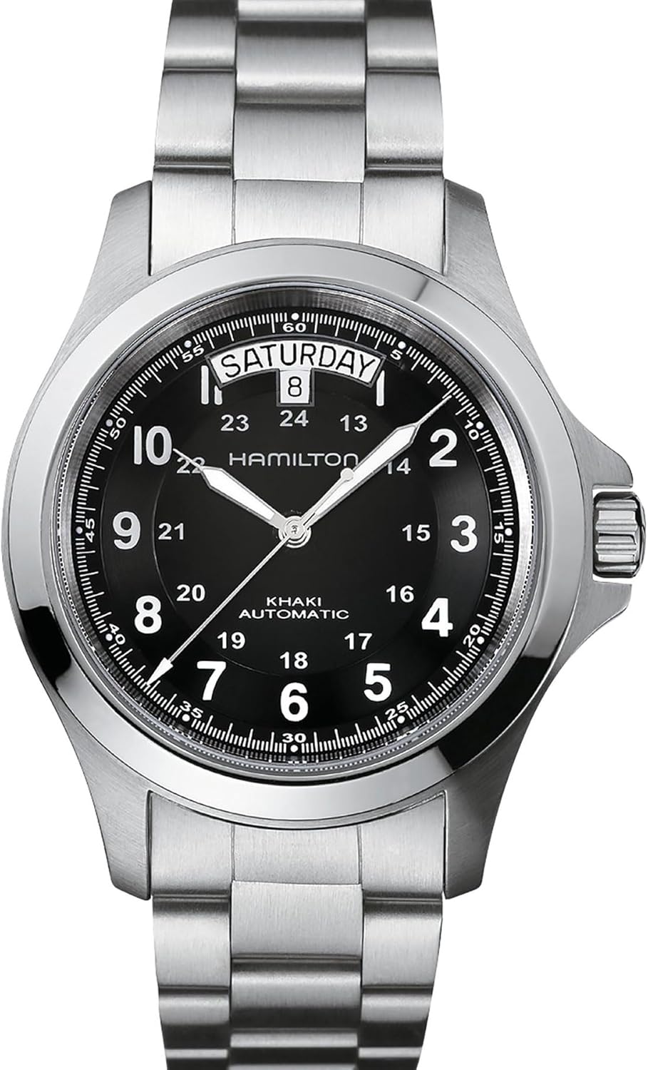 Swiss Made Hamilton Field King Auto | 40mm Stainless Steel | Black Dial | Silver Bracelet