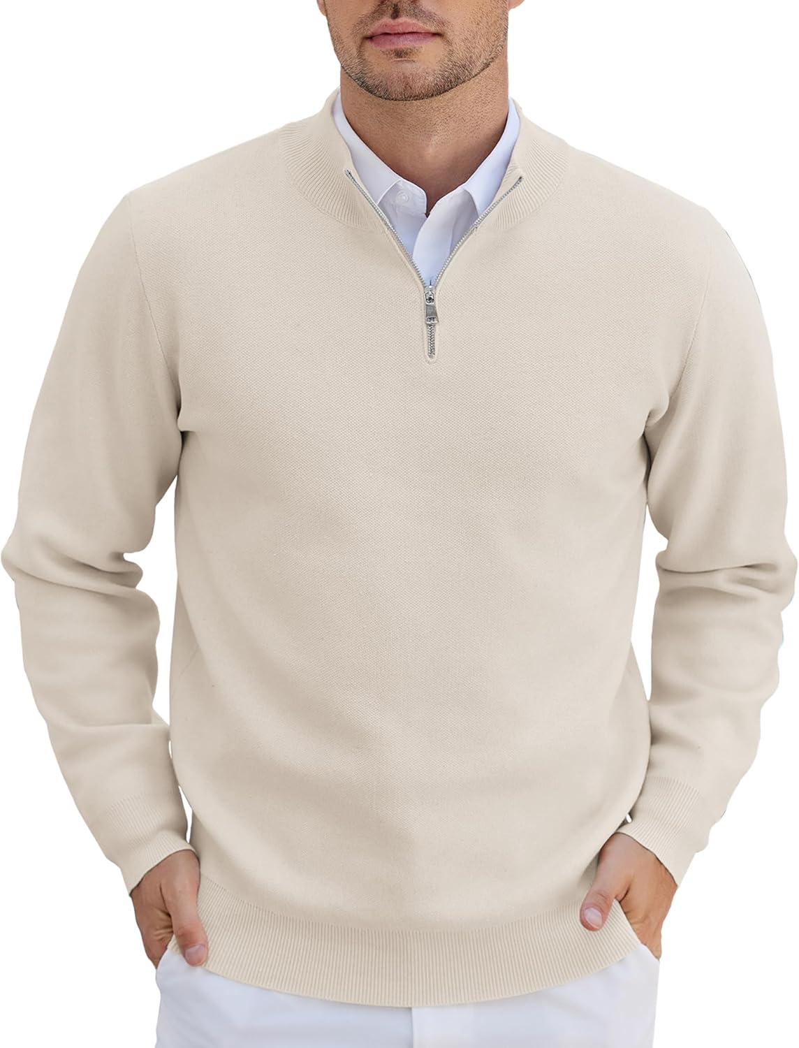 COOFANDY Mens Quarter Zip Pullover for Casual and Formal Wear