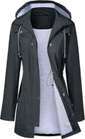 LOMON Raincoat Women Waterproof Long Hooded Trench Coat - Travel-Ready