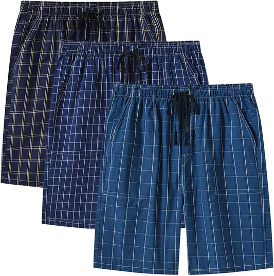 MoFiz Men's Sleepwear Shorts - Comfortable Plaid Pajama Bottoms