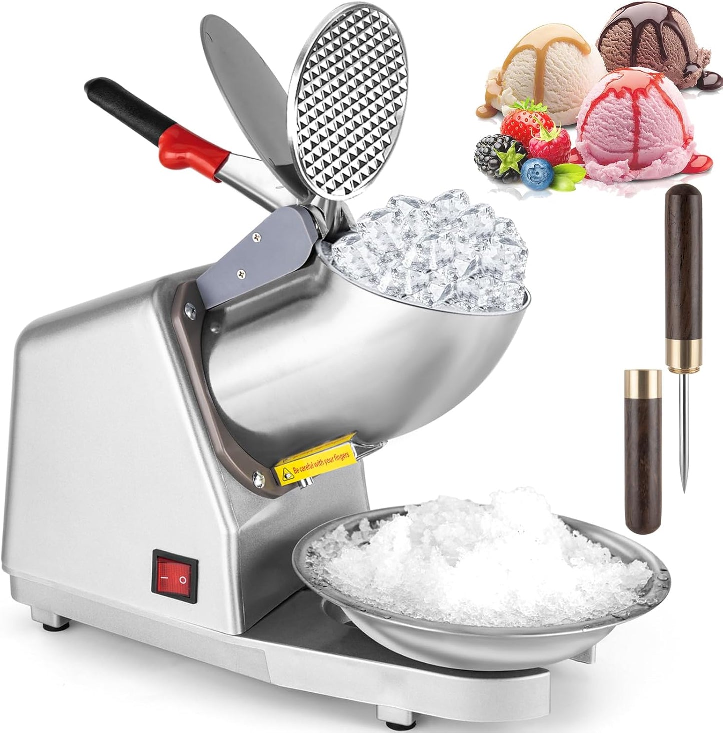 Stainless Steel Electric Ice Shaver - Fast Ice Crushing, No Splash