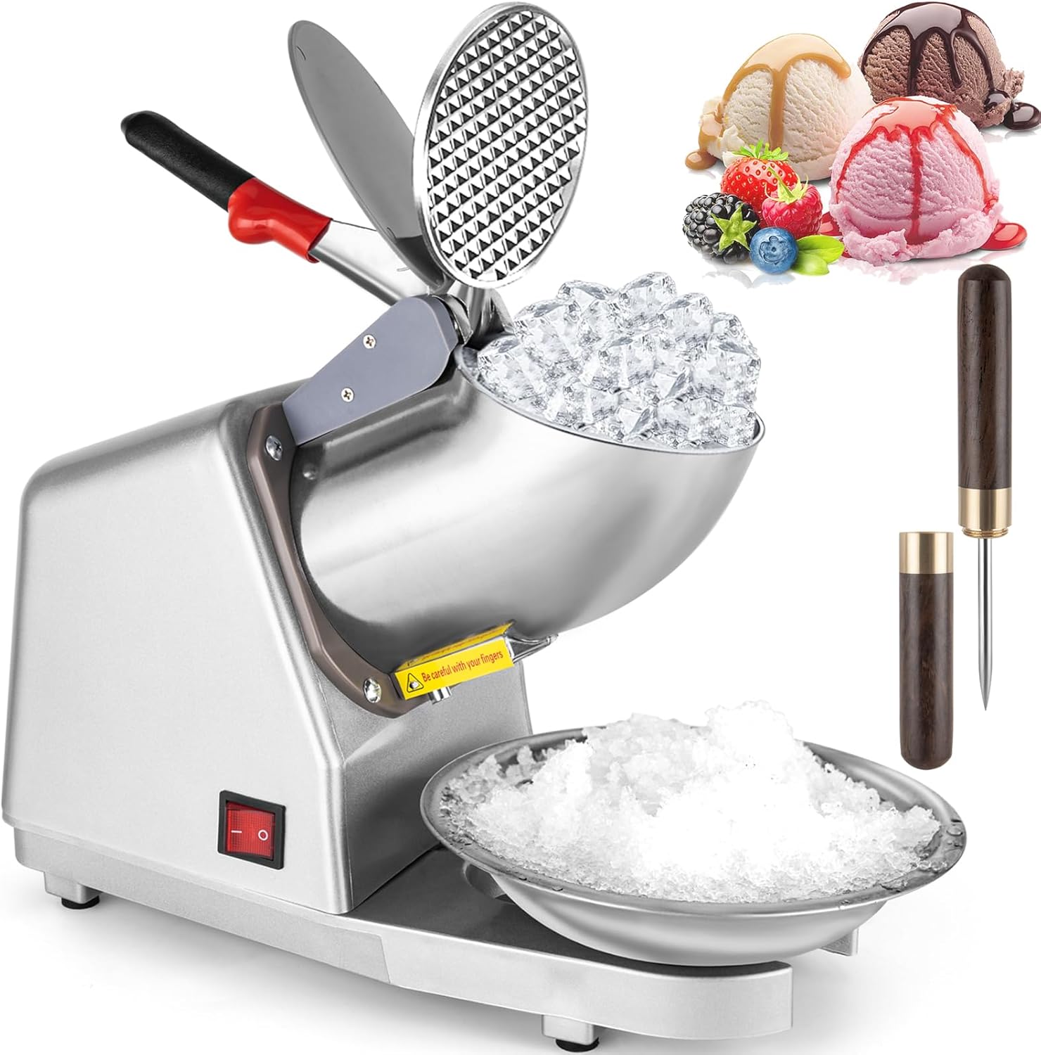 Stainless Steel Electric Ice Shaver - Fast Ice Crushing, No Splash