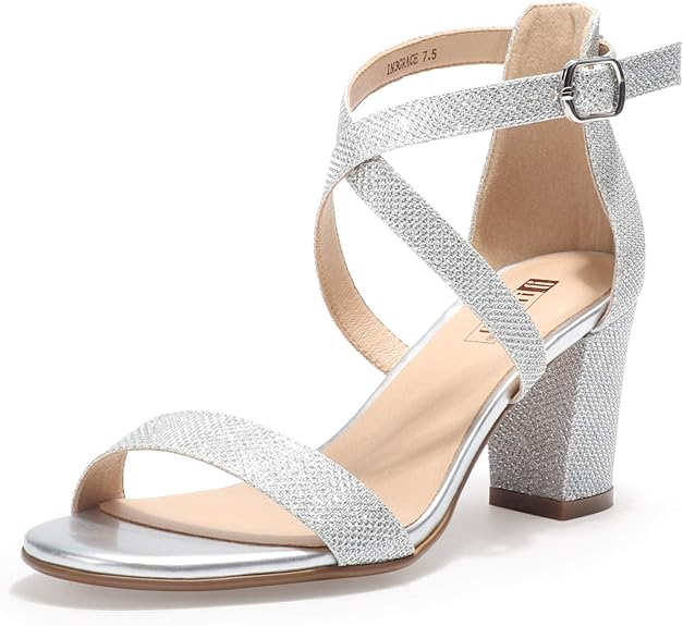 IDIFU Women's Grace Strappy Block Heels Sandals for Comfort