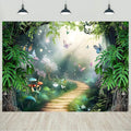 12x8ft Spring Enchanted Forest Backdrop - Colorful Butterfly Party