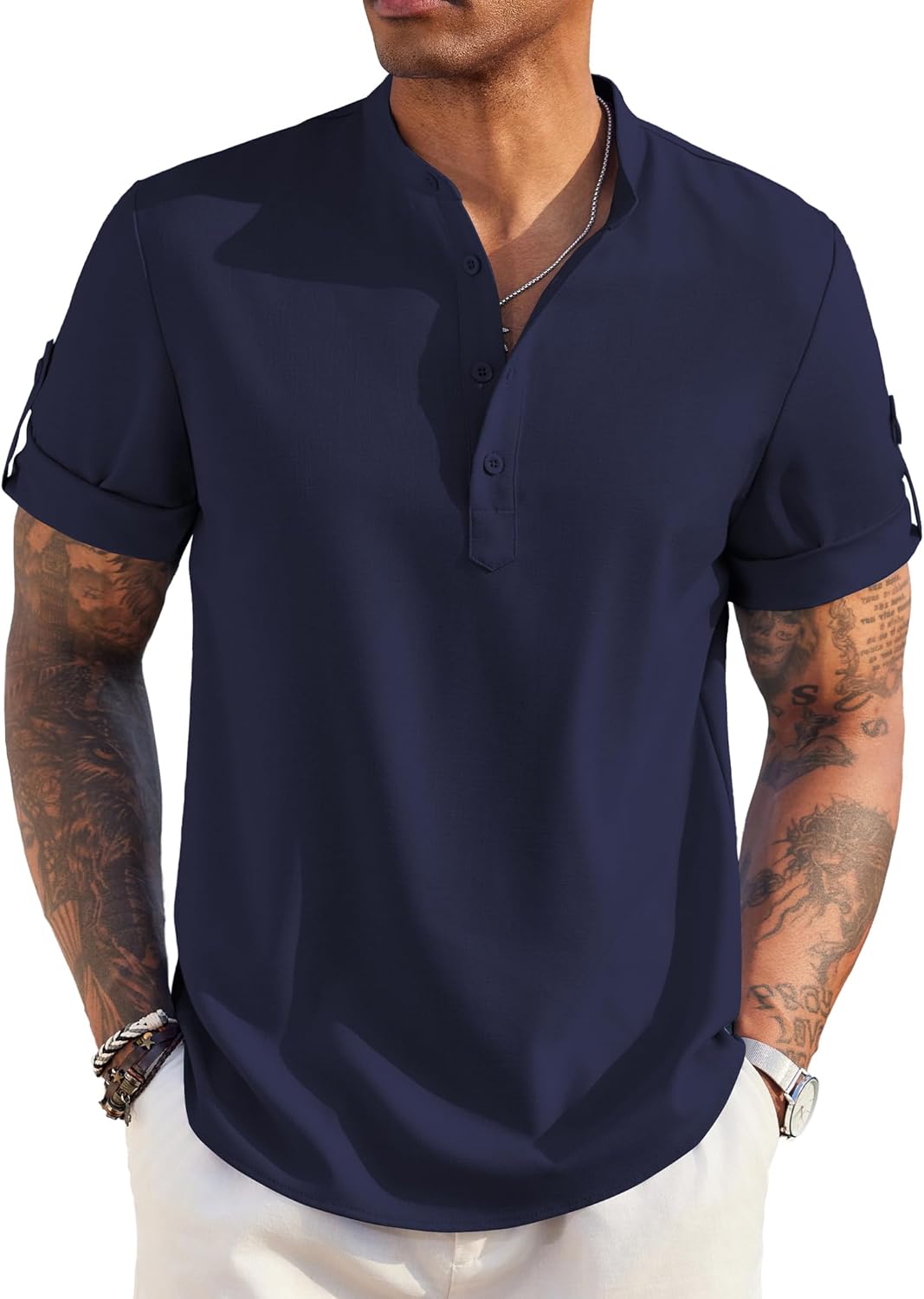 COOFANDY Men's Casual Henley Shirt for Summer Beach Style