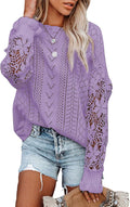 Dokotoo Womens Crochet Lace Cable Knit Sweater - Lightweight Style is