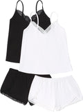 Ekouaer Womens Pajama Sets Soft Cami Shorts Set - Lightweight Lace