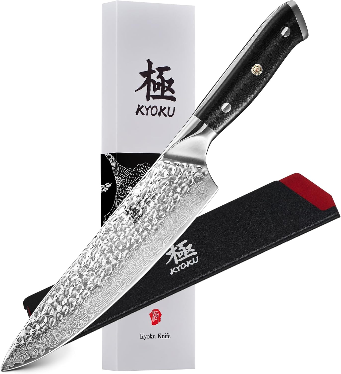 KYOKU Chef Knife - 8 in Shogun Series VG10 Steel Damascus Blade