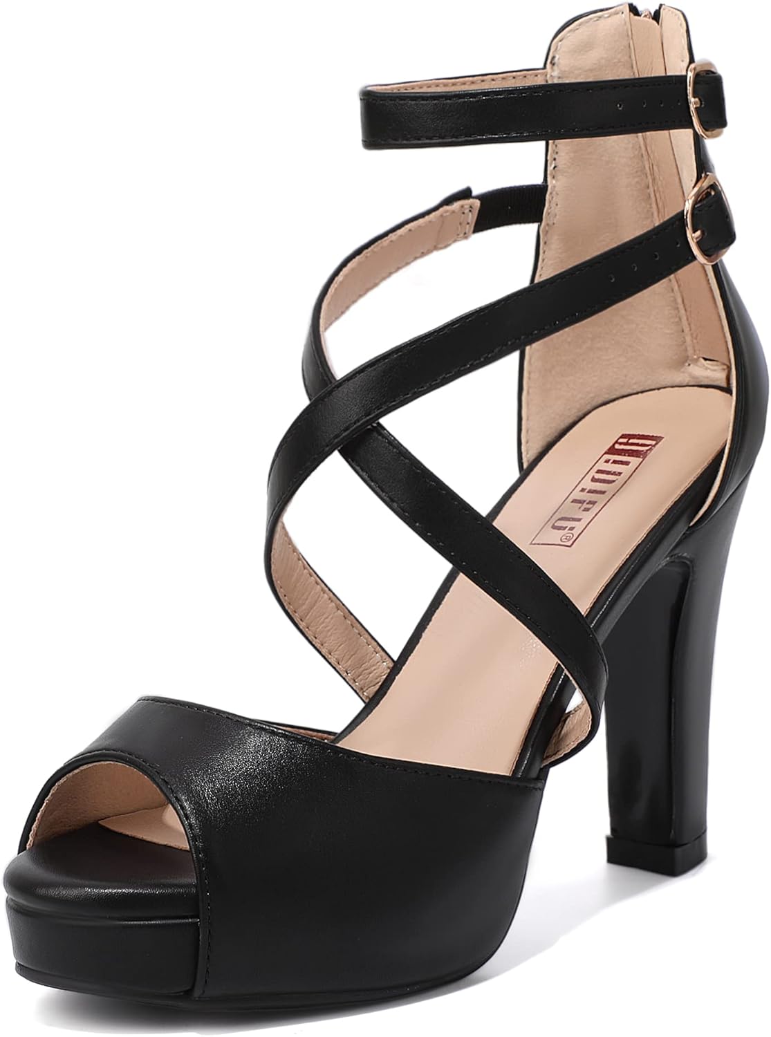IDIFU Women's Platform Heels: Strappy Chunky Bridal Shoes