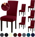 Chair Covers Stretch Dining Room Chair Covers Set of 6 - Wine Red