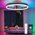 RGB Ceiling Fans with Lights 16in Fandelier Low Profile - Modern Flush