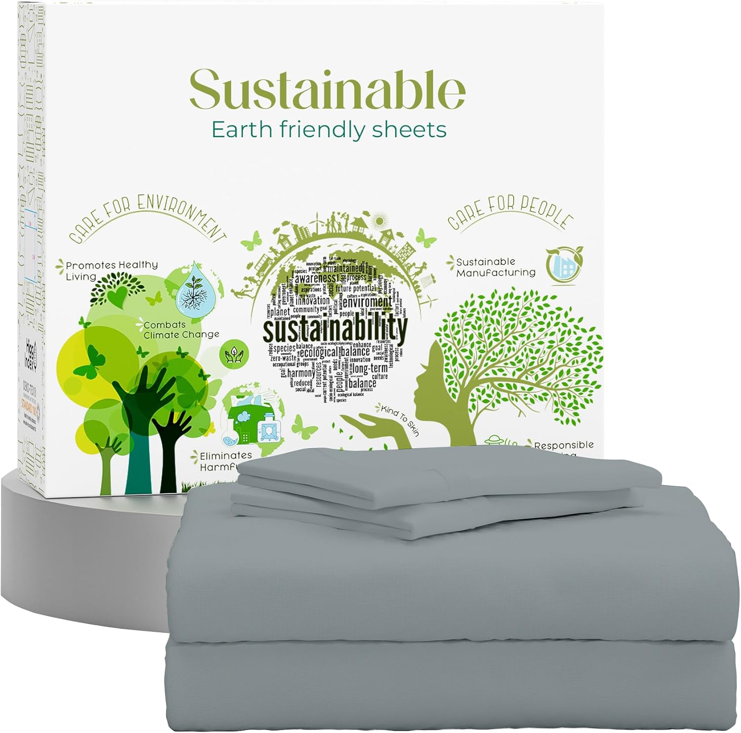 King Size Sheets Set Natural 100% Cotton Percale Luxury Bedding