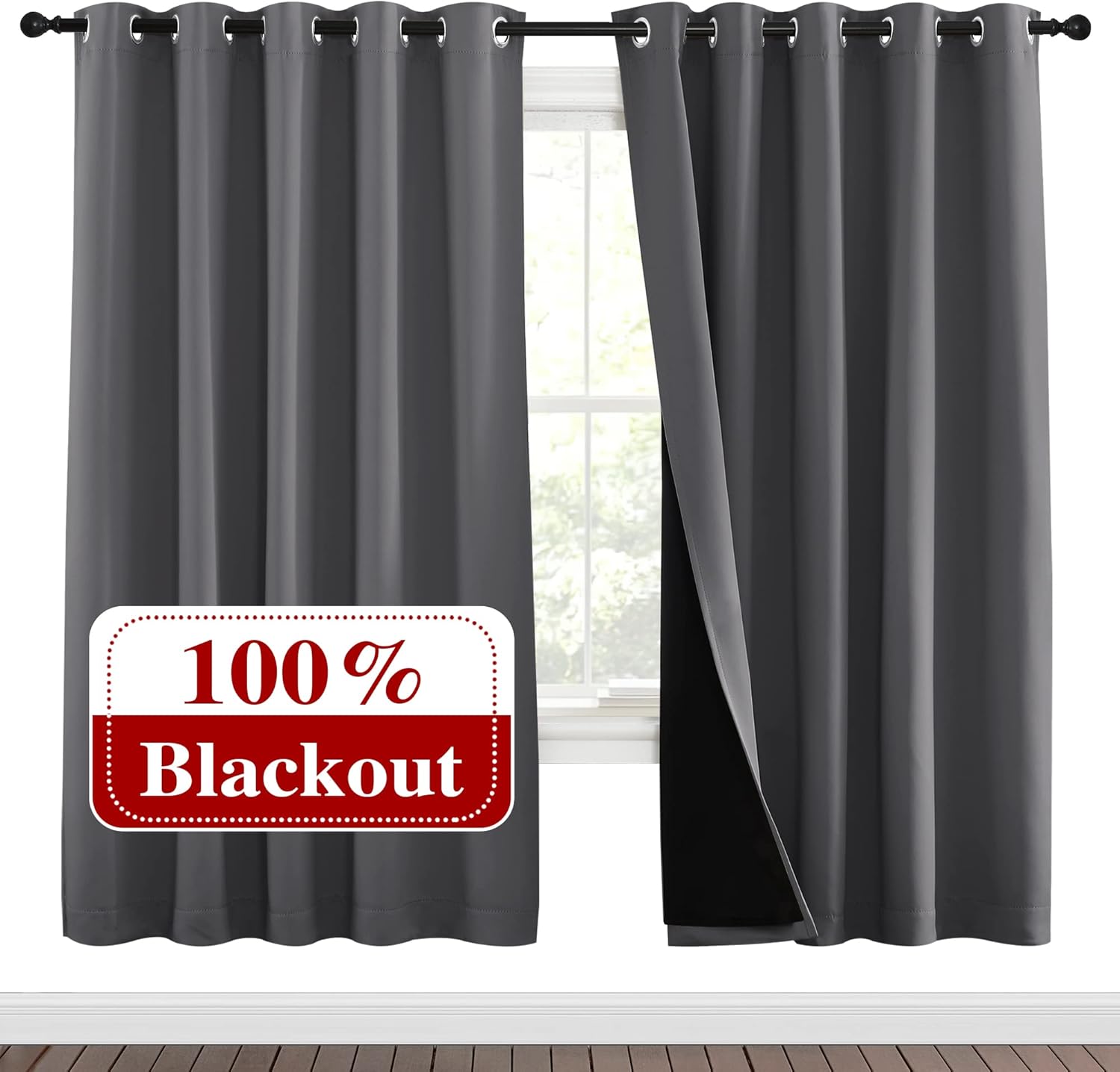 NICETOWN Grey Full Shade Curtain Panels for Energy Efficiency