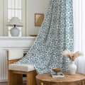 Boho Floral Curtains 96 in Light Filtering Rod Pocket Drapes - Blue