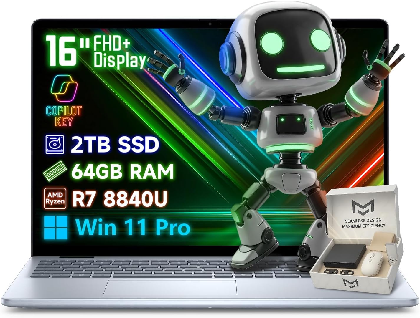 Dell Inspiron 16 Business Laptop with Ryzen 7 and FHD+ Display