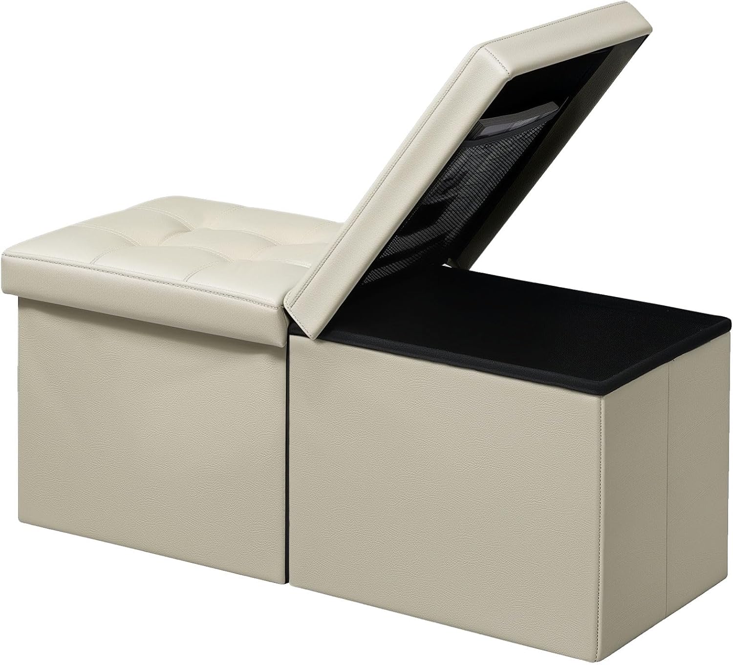 AmasSmile Footrest Ottoman Bench with Storage for Living Room
