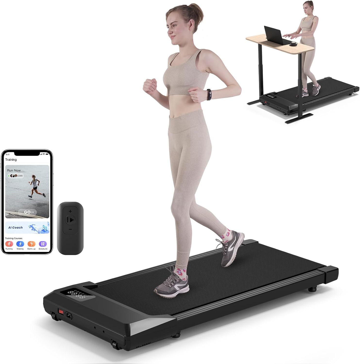 DeerRun Upgrade Walking Pad - Smart Under Desk Treadmill