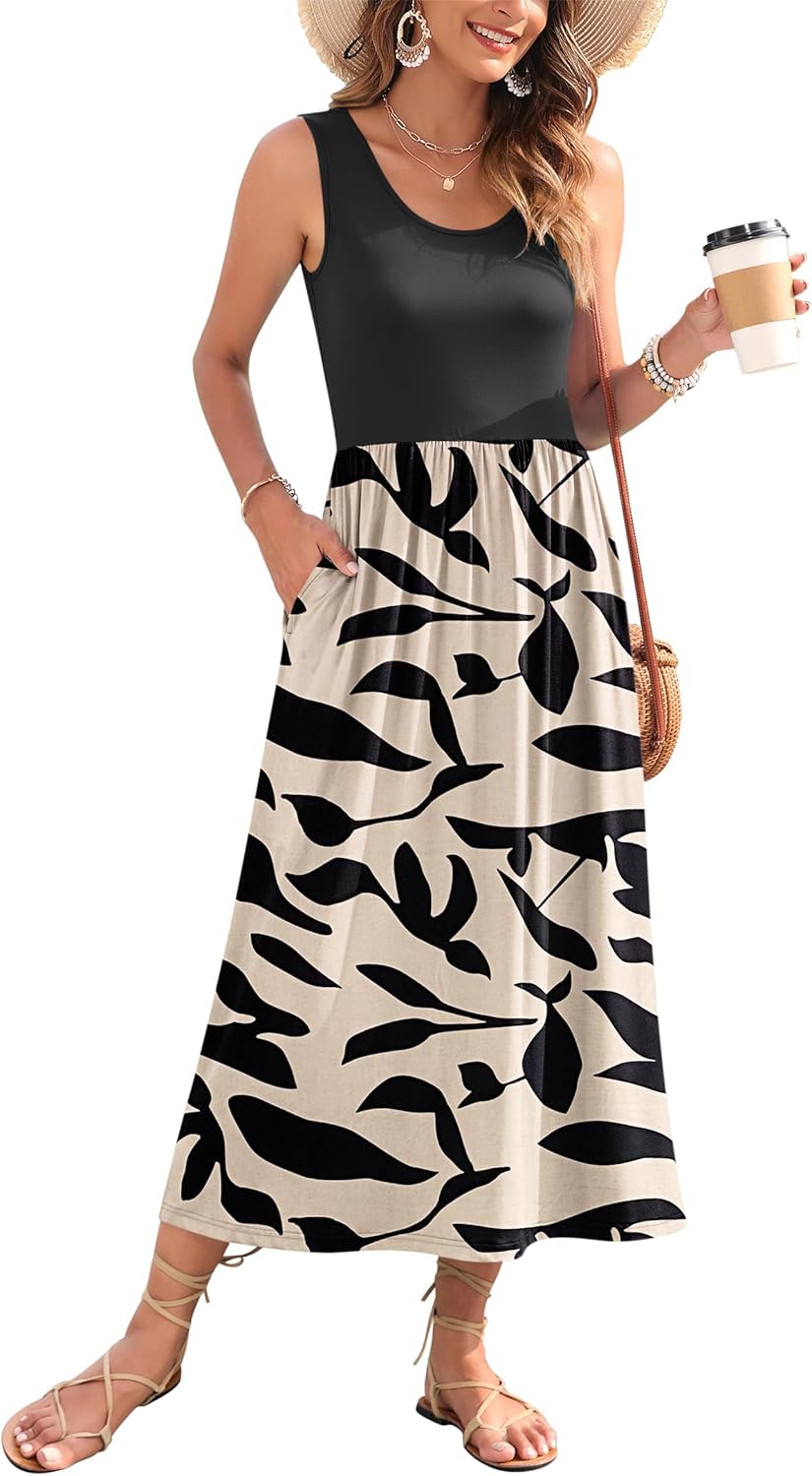 WNEEDU Women's Summer Maxi Dress for Beach Vacation Style
