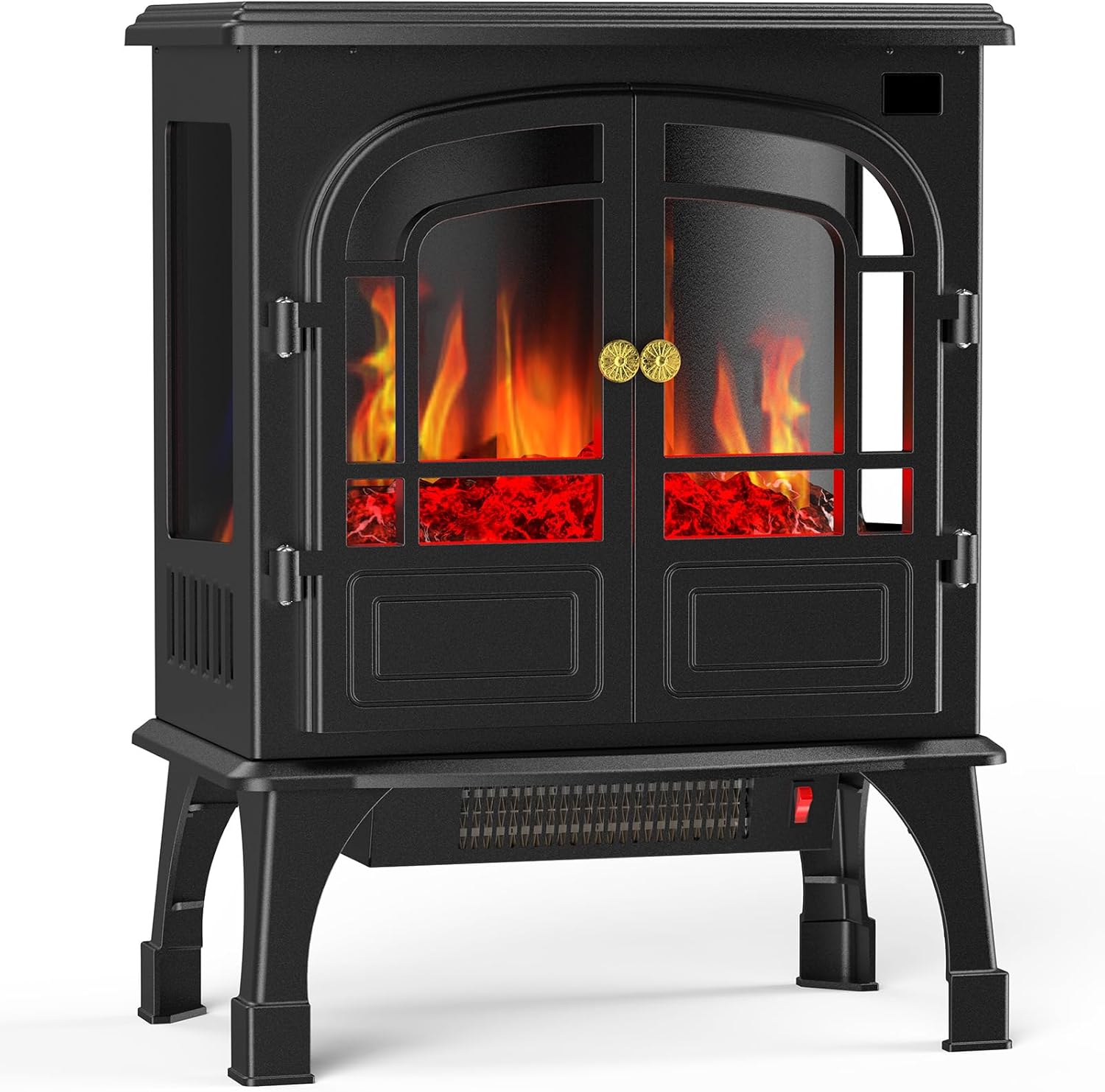 Freestanding Electric Fireplace Heater with 3D Flame Effect