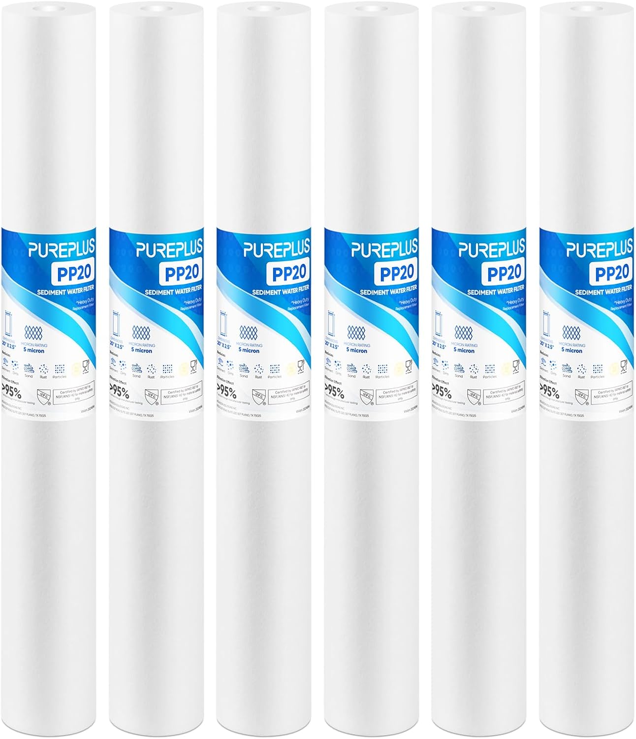 PUREPLUS 5 Micron 20 x 2.5 Whole House Water Filter Cartridge