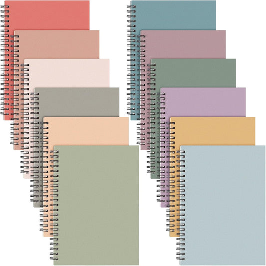 Fuutreo Vintage Spiral Notebooks: 12 Colors, 60 Sheets, College Ruled - Perfect for Work & School