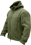 Men's Military Tactical Fleece Hooded Jacket - Warm Polyester Shell