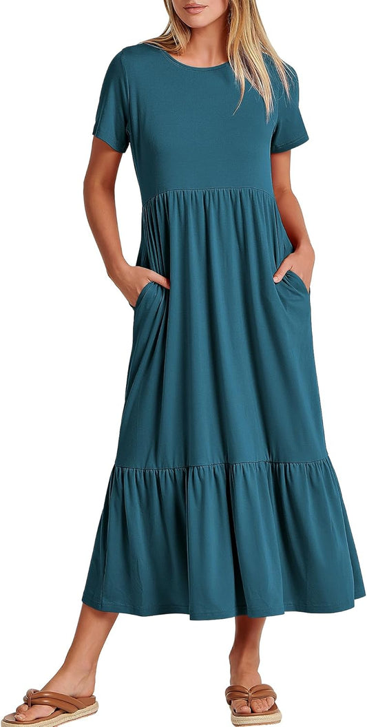 ANRABESS Womens Casual Maxi Dress for Summer Beach Travel