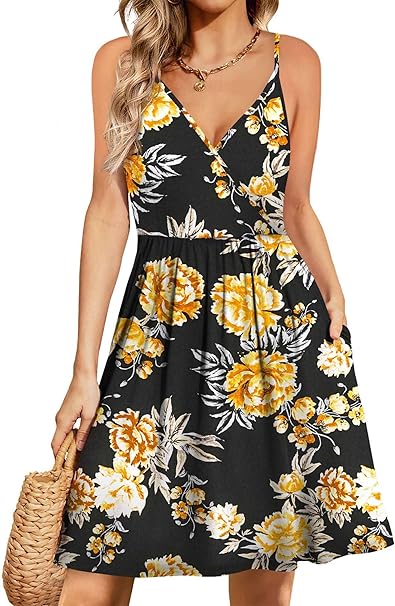 WEACZZY Women's Summer Floral Sundress with Pockets for Comfort