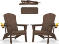 Folding Adirondack Chair with Cup Holder Set of 2 - All-Weather Patio
