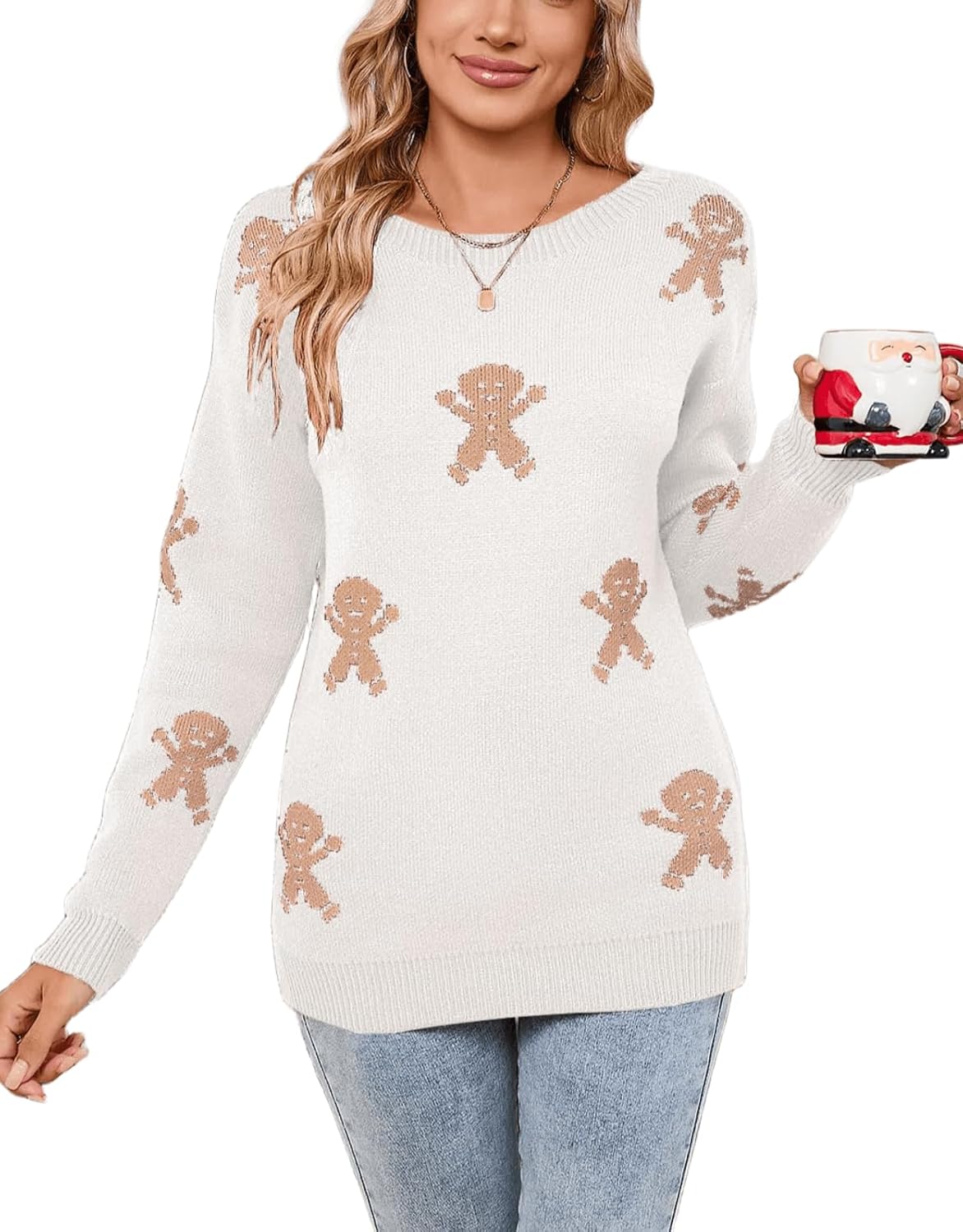 Cute Multi-Hearts Knitted Casual Sweater for Women