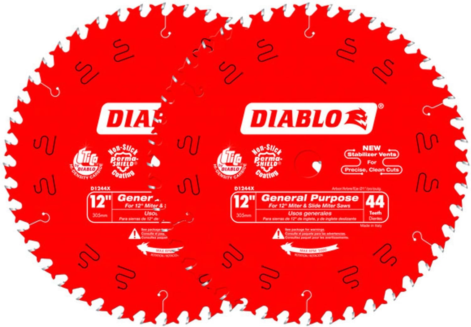Diablo Carbide Circular Saw Blade - 12in, 44-Tooth, 2-Pack