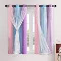 Blackout Curtains for Girls Bedroom Double Layer with Sheer Overlay