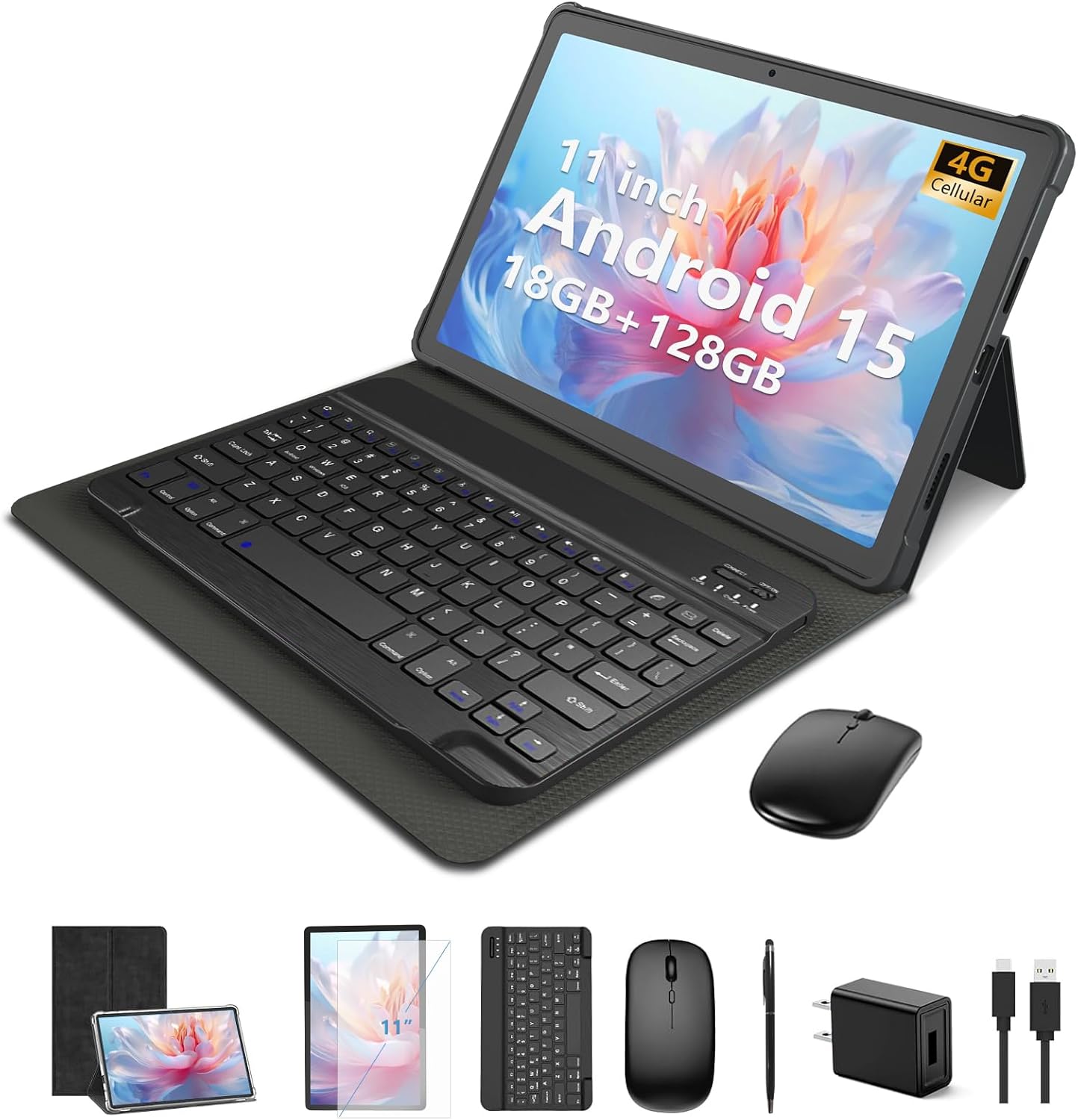 11 inch Android 15 Tablet with Keyboard and 20GB RAM Storage
