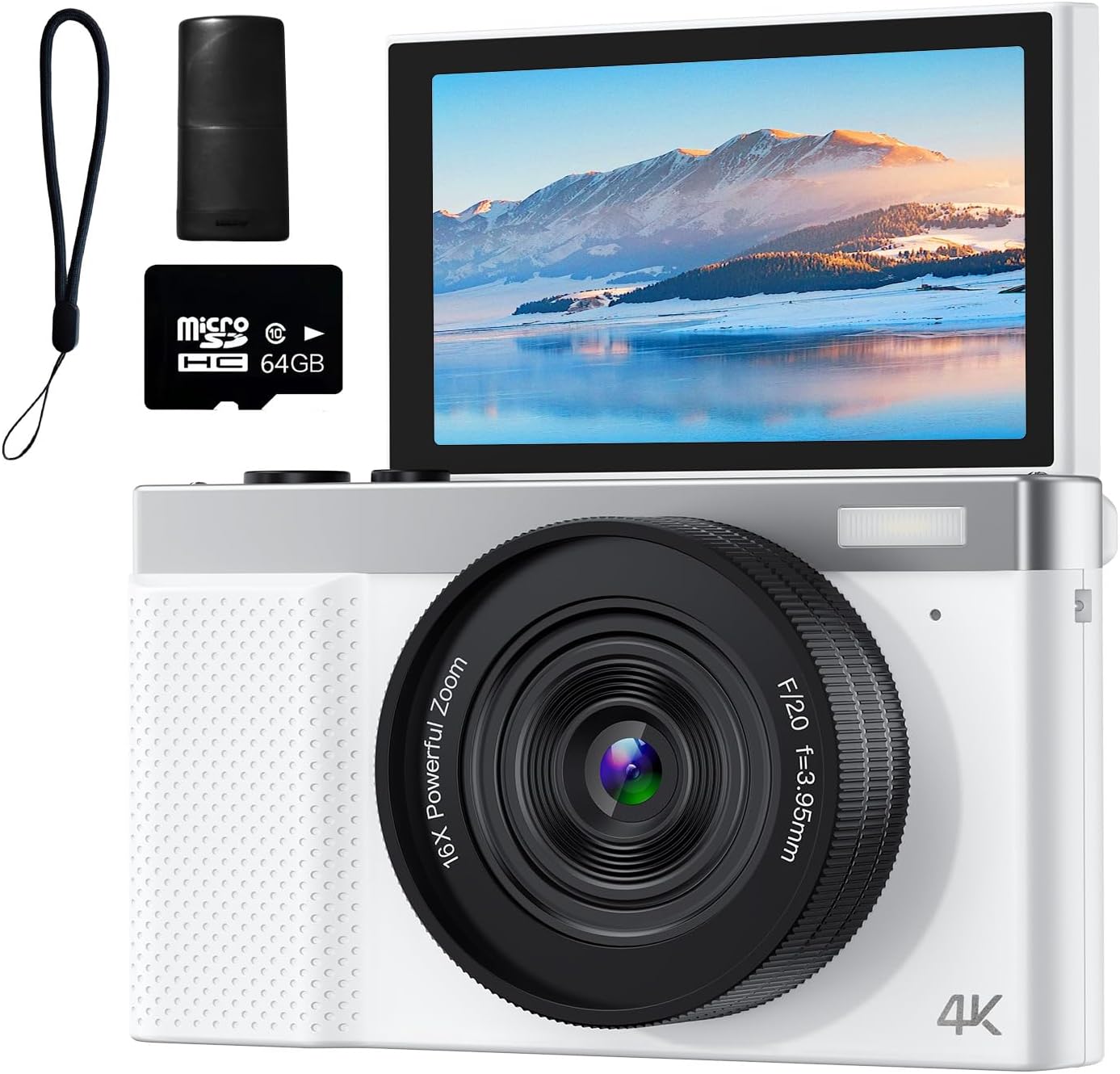 4K Digital Camera with 180 Flip Screen for Vlogging and Photos