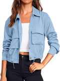 Onedreamer Women's Military Safari Cropped Jacket - Lightweight Crop