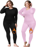 Patelai Plus Size Long Thermal Underwear for Women Fleece Lined
