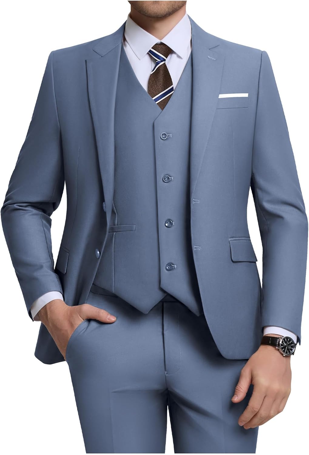 Men's 3 Piece Slim Fit Suit Set for Weddings and Business Events