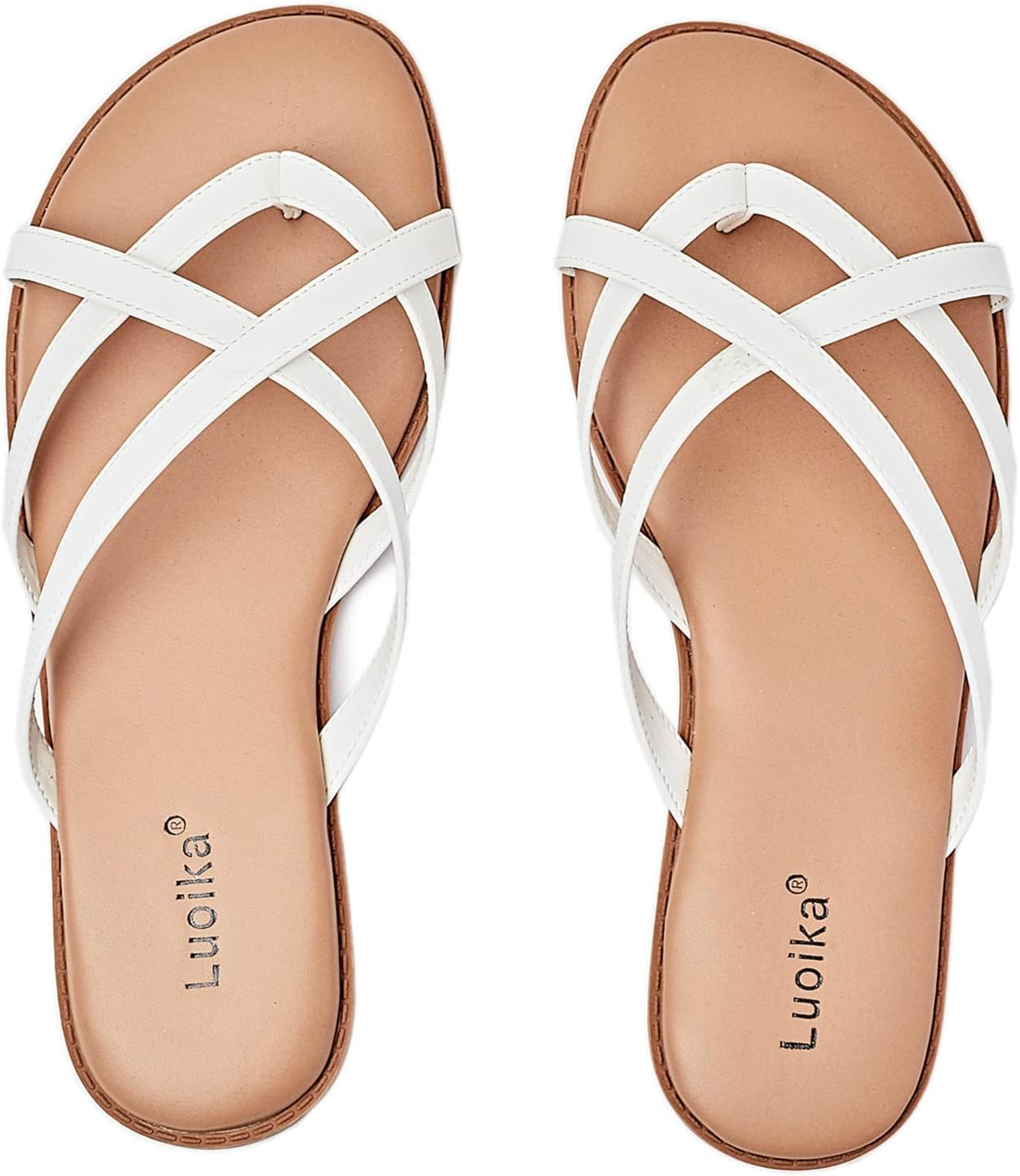 Luoika Women's Wide Width Flat Sandals for Summer Beach Fun