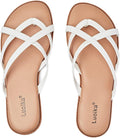 Luoika Women's Wide Width Flat Sandals - Comfortable Casual Slides