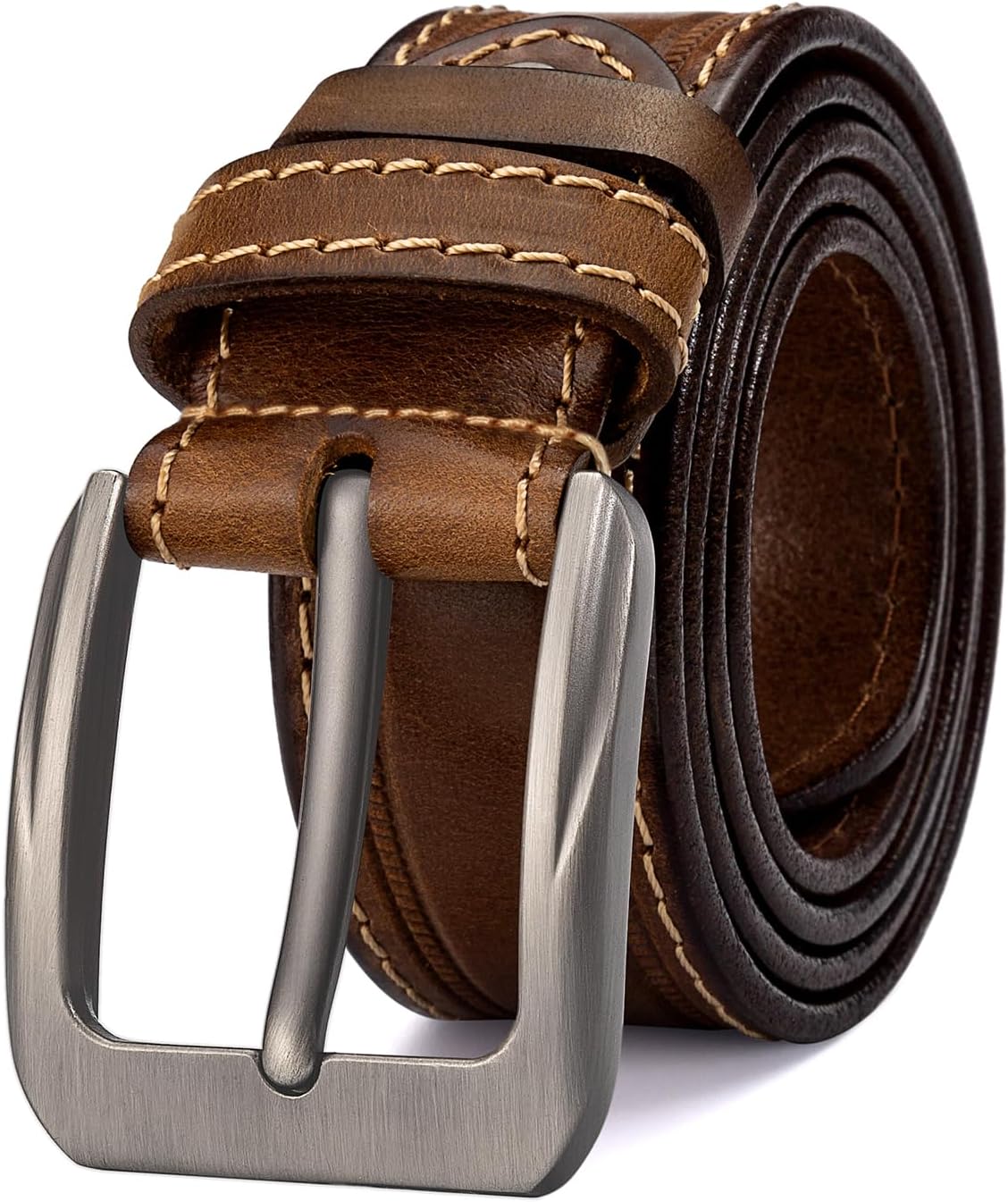 Mens Belts Full Grain Leather Italian Cowboy Belt 1.5 Wide