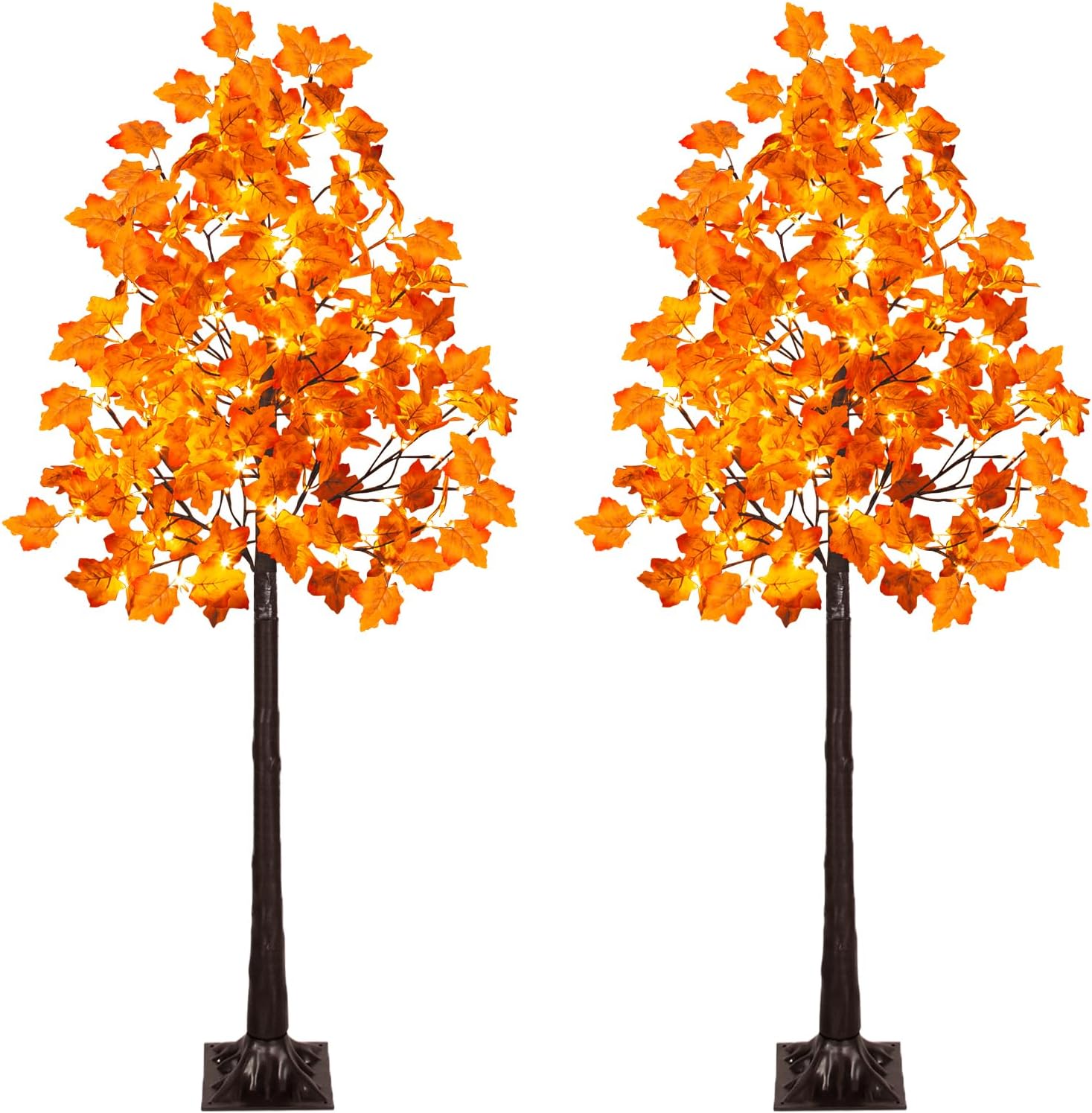 Lighted Maple Tree 2 Pack - 5FT Fall Decor with LED Lights