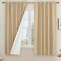 LAMIT 100% Blackout Linen Curtains, 63 in Length - Neutral Thermal