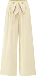 Palazzo Pants for Women Striped Wide Leg High Waist - Flowy Tie Knot
