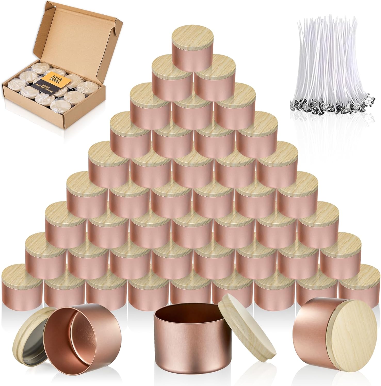 Candle Tins for Making 4 8 Oz Rose Gold Empty Candle Tins
