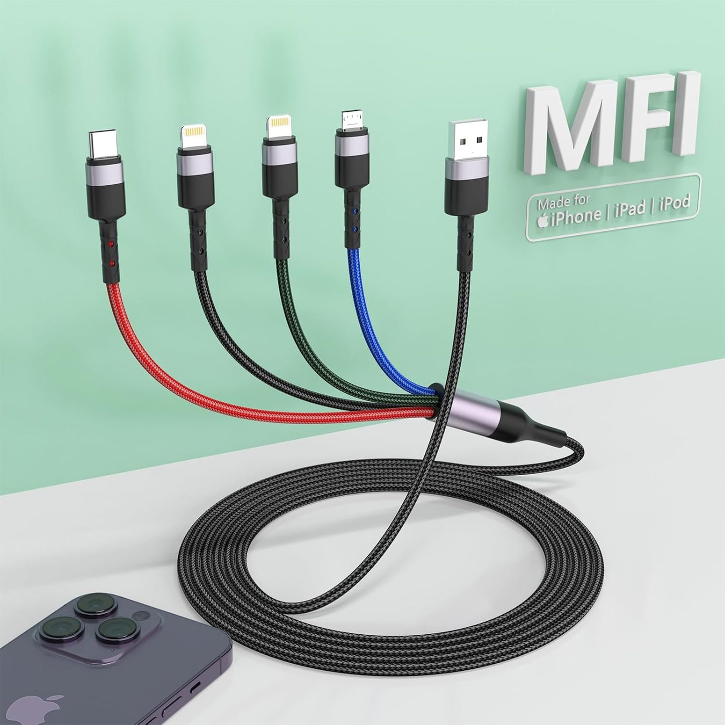 MTAKYI 4-in-1 Apple Charge Cable - Charge Multiple Devices Easily!